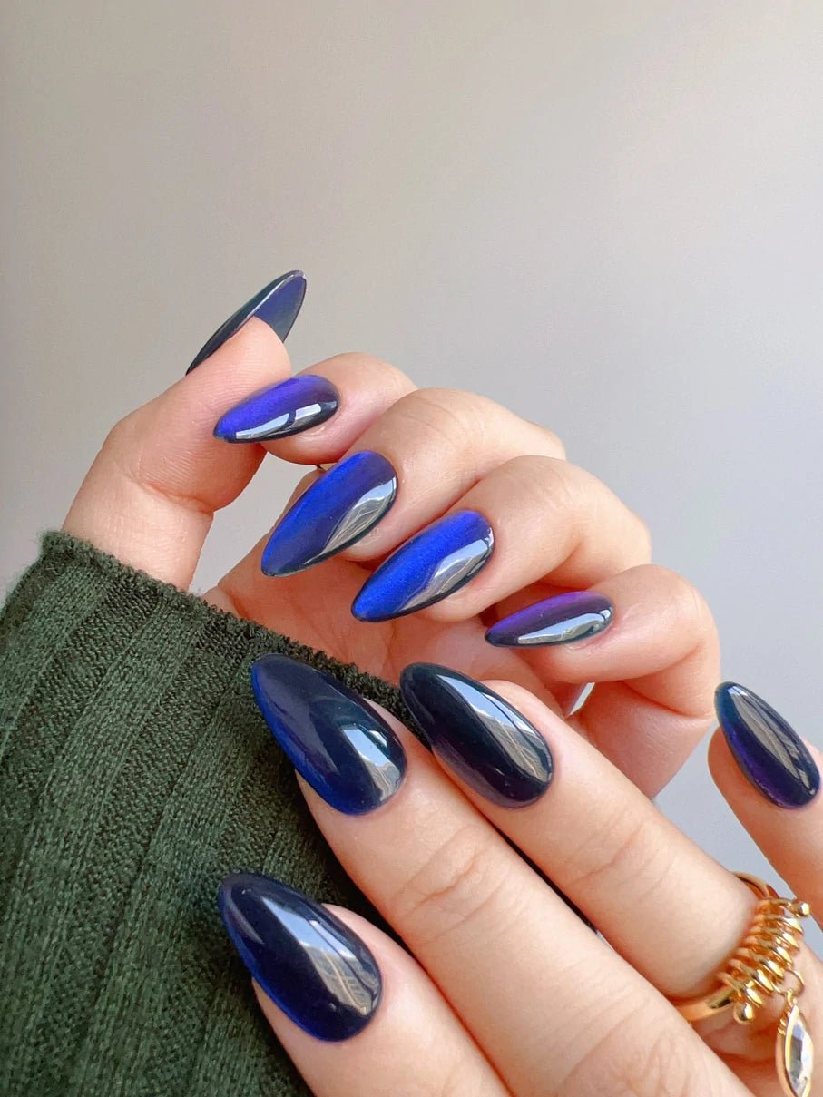 Blue And Purple Cat - eye - Joyeenails - CE023 - L / Short Almond