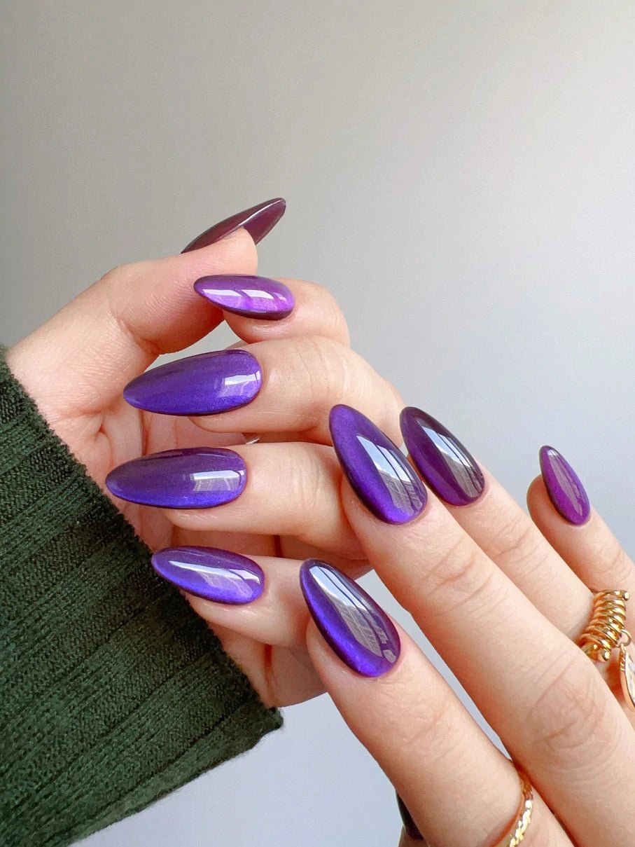 Grape Color Cat - eye - Joyeenails - CE022 - Custom Size - Add Note / Short Almond