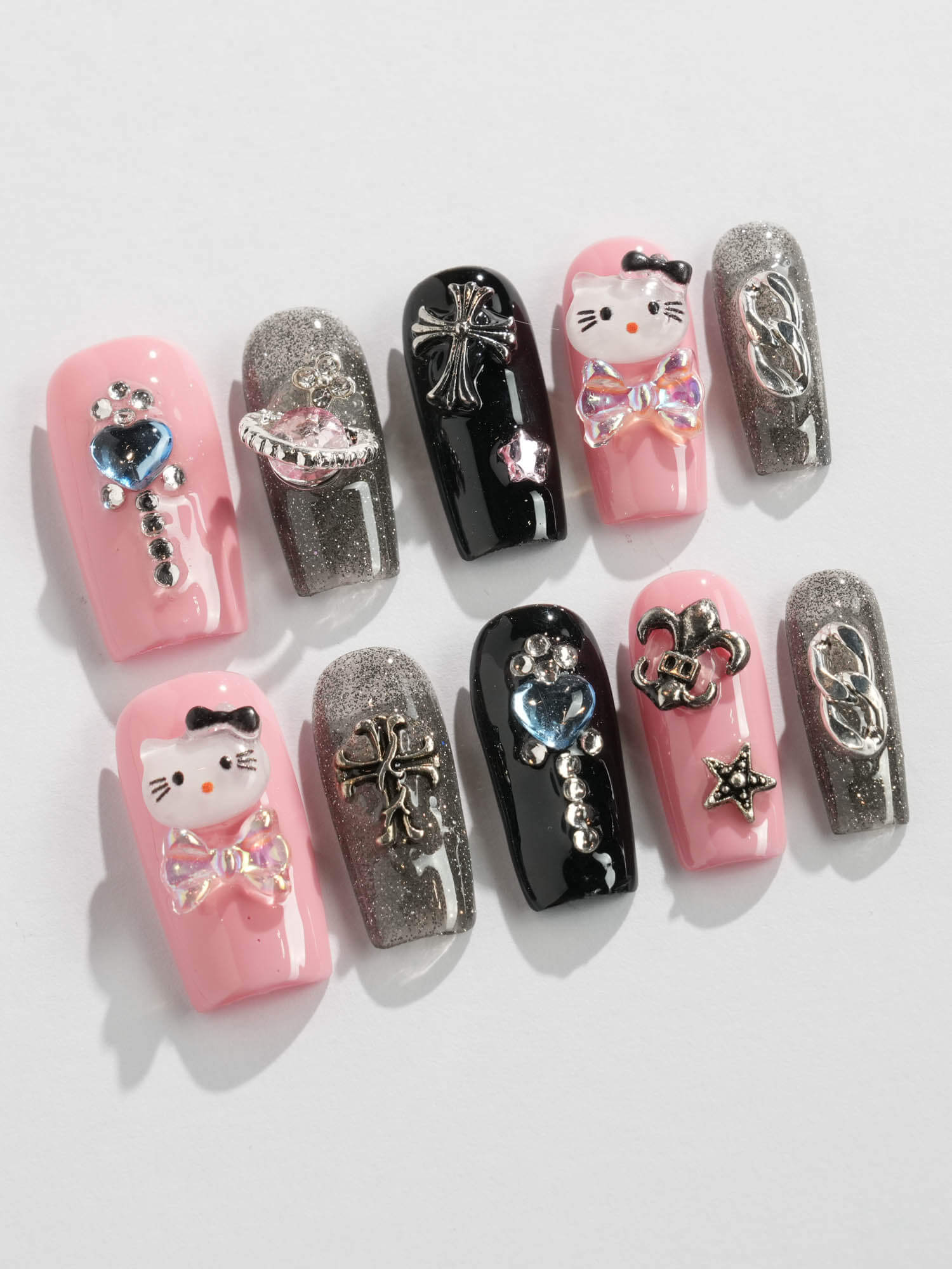 Kitty Rockstar - Joyeenails - AN044 - XS / Medium Square