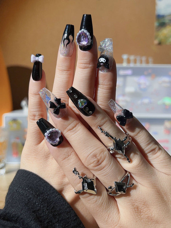 3. Handmade Kuromi X Press On Nail Set