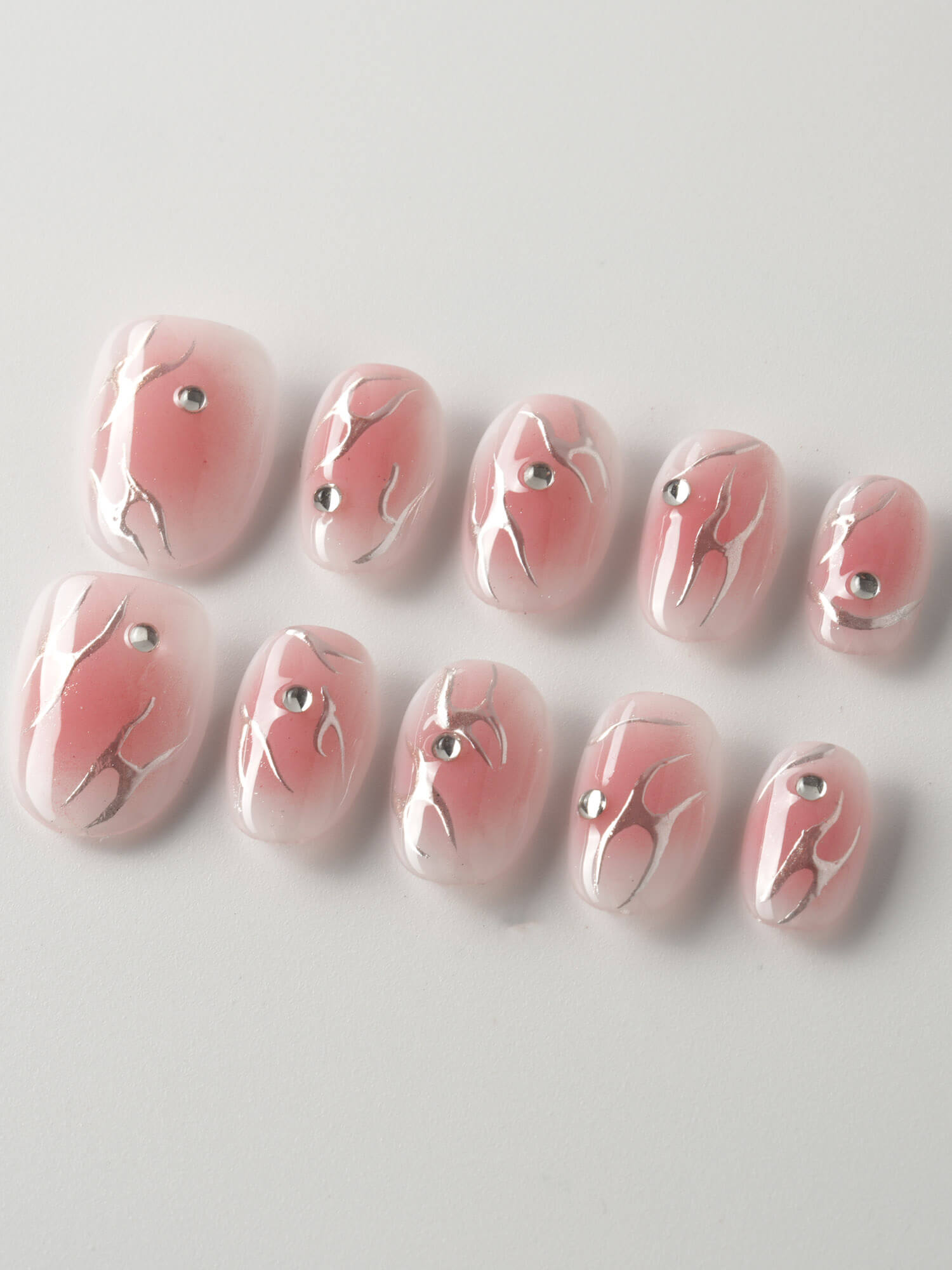 Luxury Pink Aura Press - on Nails - Blush Ignite - Joyeenails - CU010 - XS / Extra Short Oval