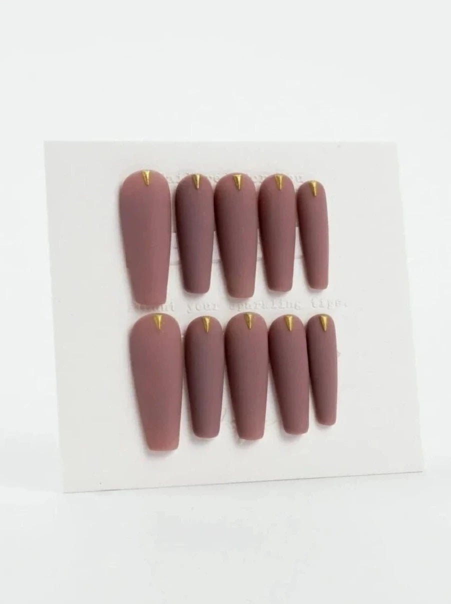 Handmade- Press on nails Matte Mocha T - Joyeenails