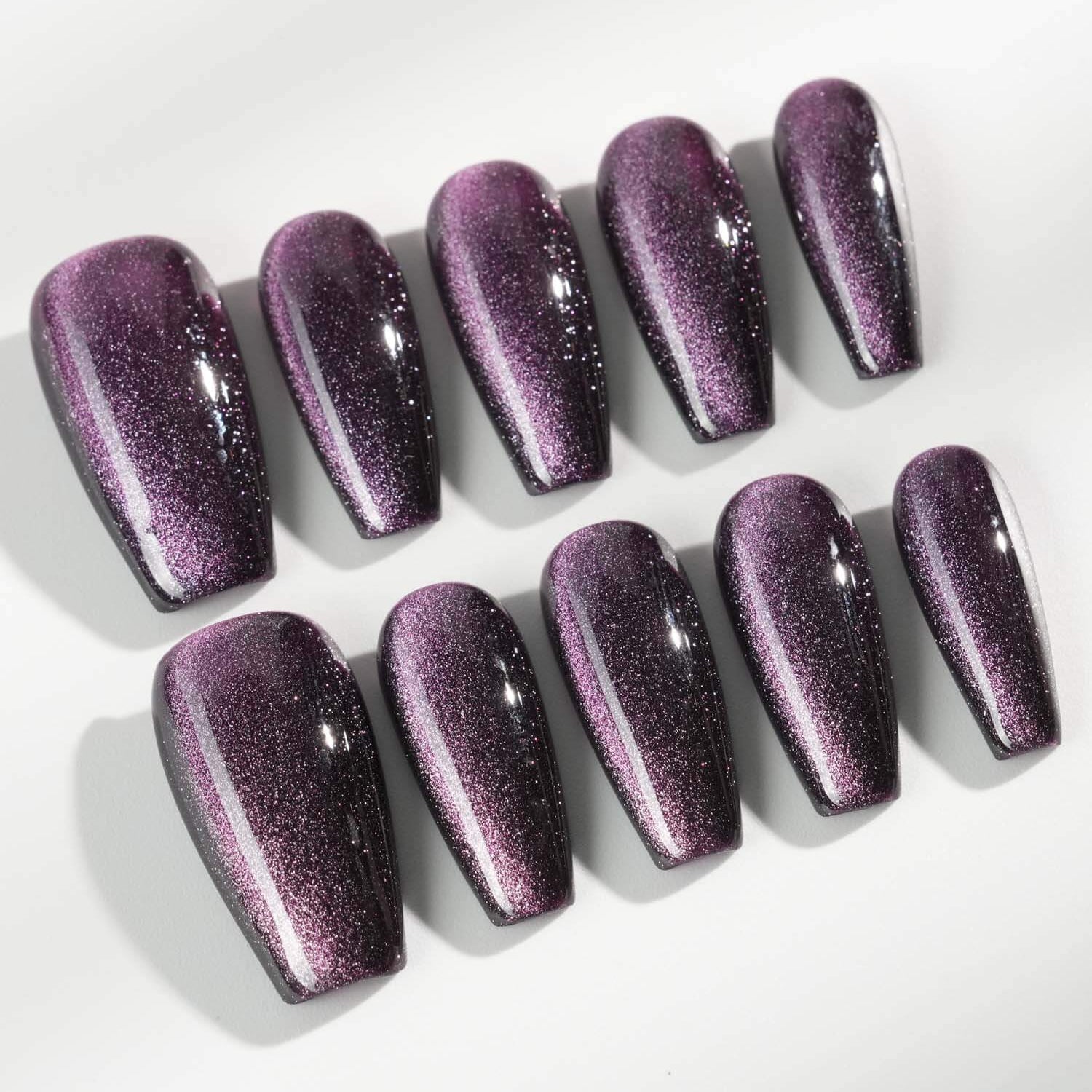 Mauve Nail Color Cat - eye - Joyeenails - CE018 - XS / Medium Coffin