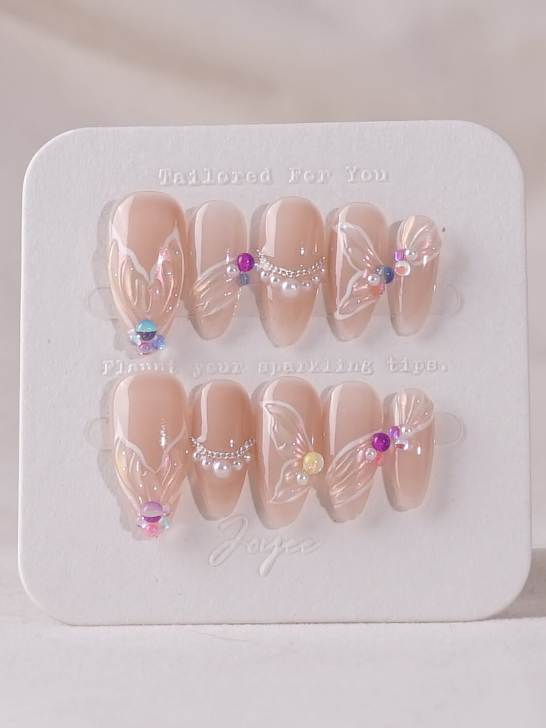 Mermaid - Joyeenails - LX023 - Custom Size - Add Note / Medium Almond