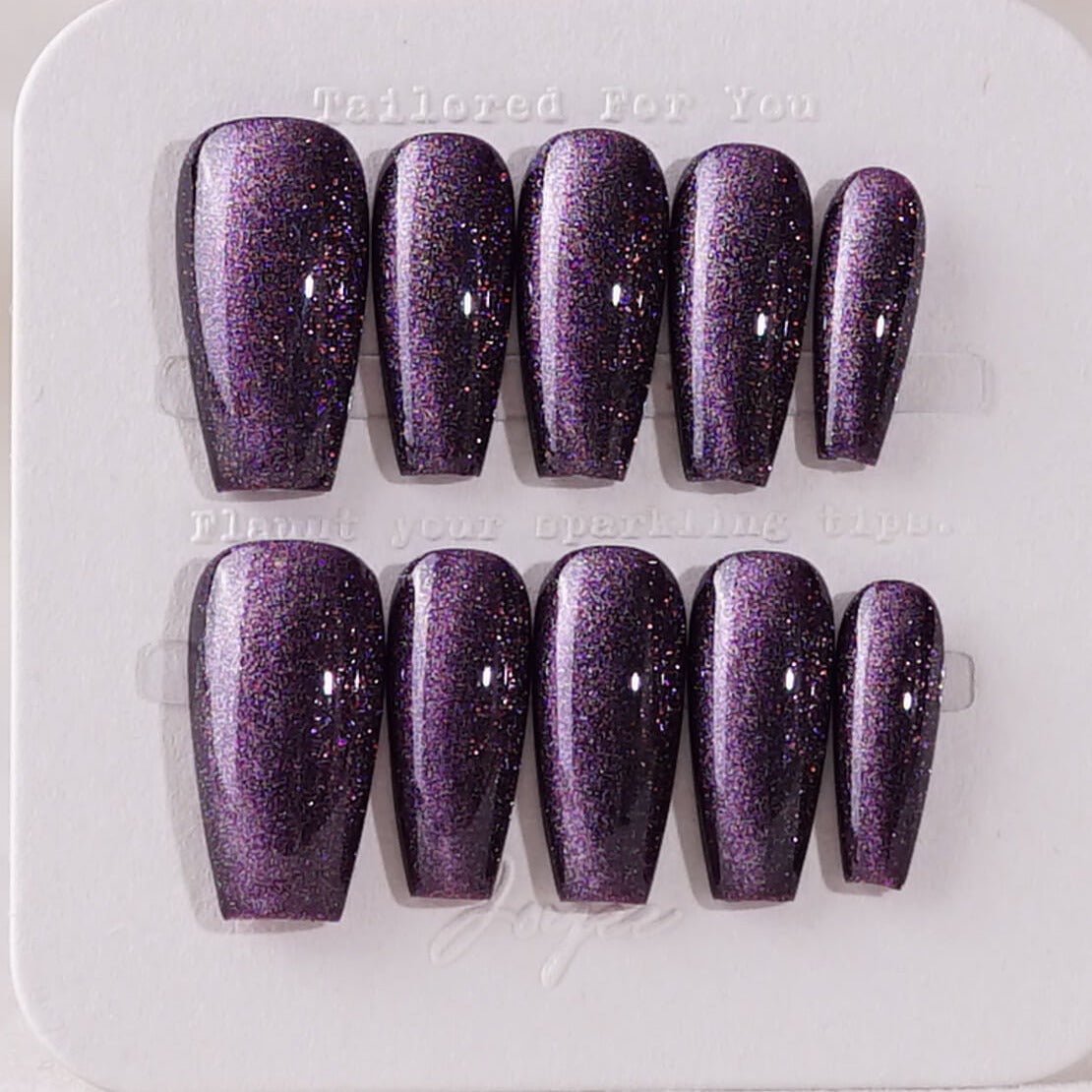 Mauve Nail Color Cat - eye - Joyeenails - CE018 - XS / Medium Coffin