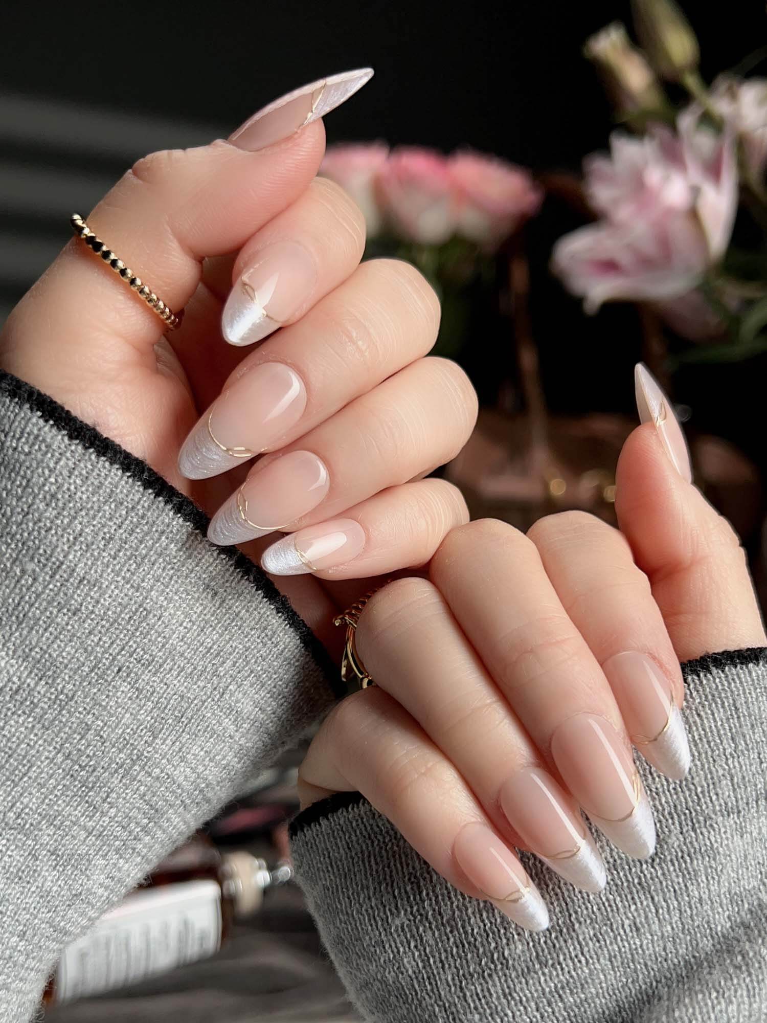 Nude French Tip Nails - Your Glow - Joyeenails - FT044 - S / Medium Almond