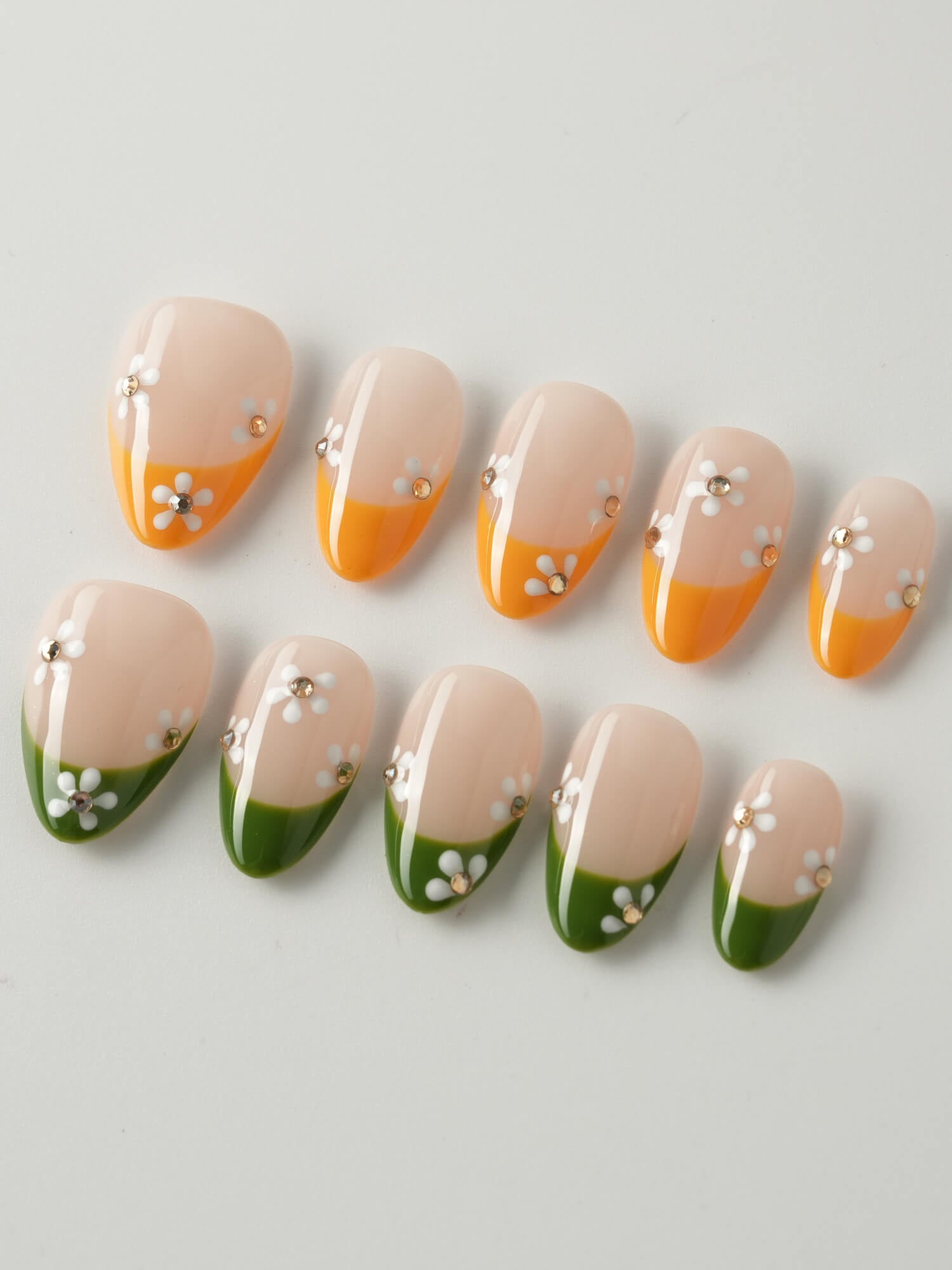 Olive & Ginger Bloom - Joyeenails - FT018 - XS / Extra Short Almond