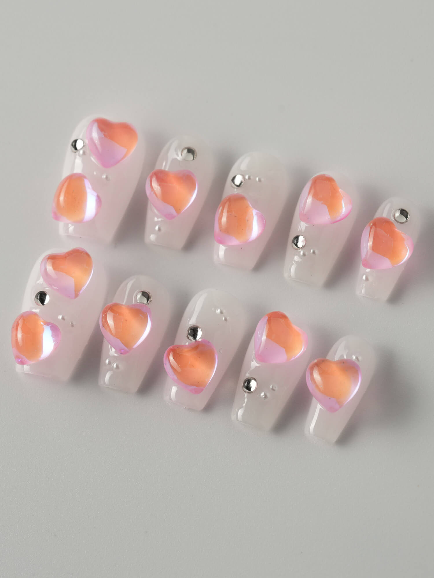 Peach Gems - Joyeenails - CU039 - XS / Short Coffin