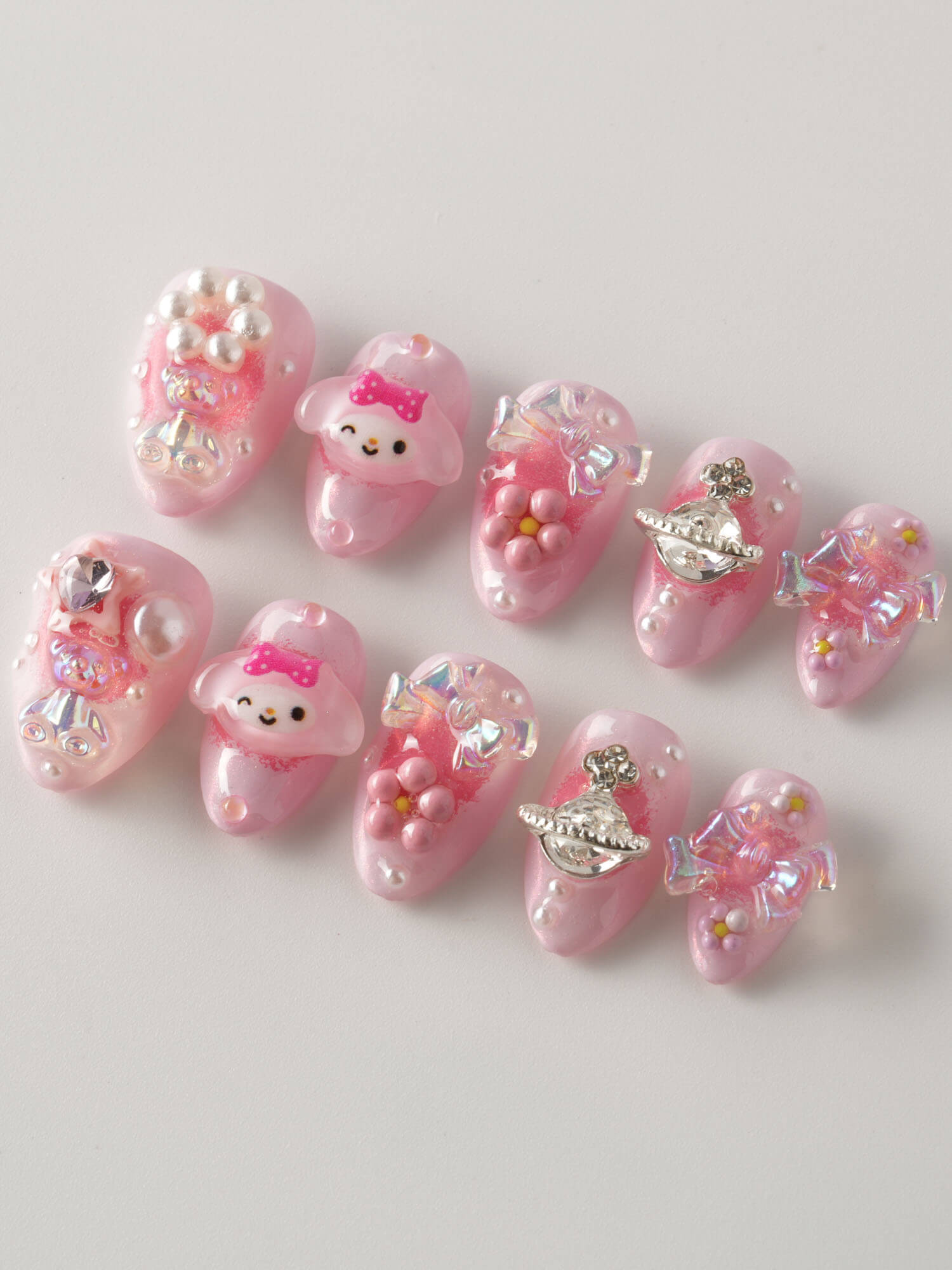 Pink Melody - Joyeenails - AN059 - XS / Extra Short Almond