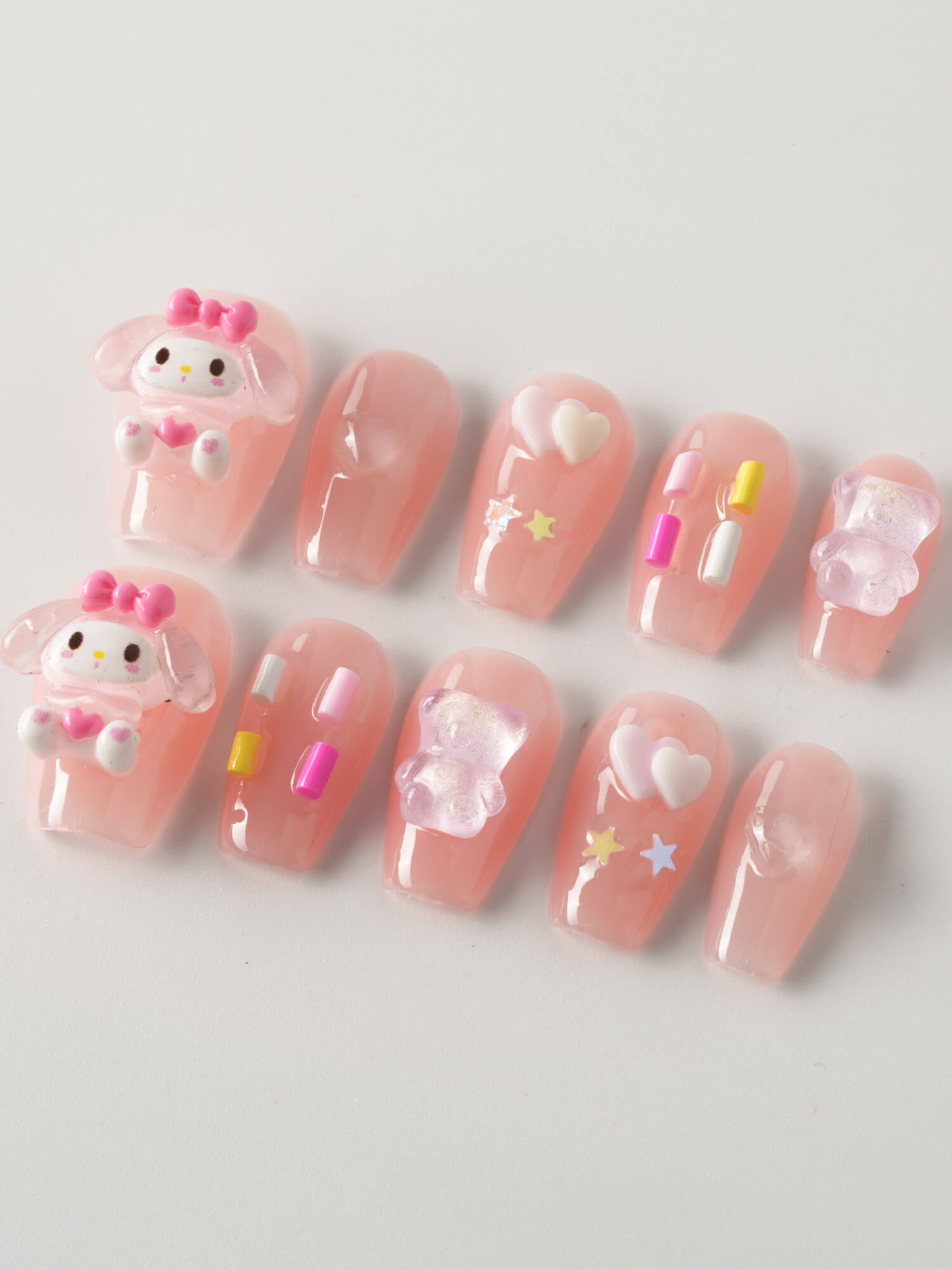 Pink Nails Candy Bear - Joyeenails - AN053 - XS / Short Coffin