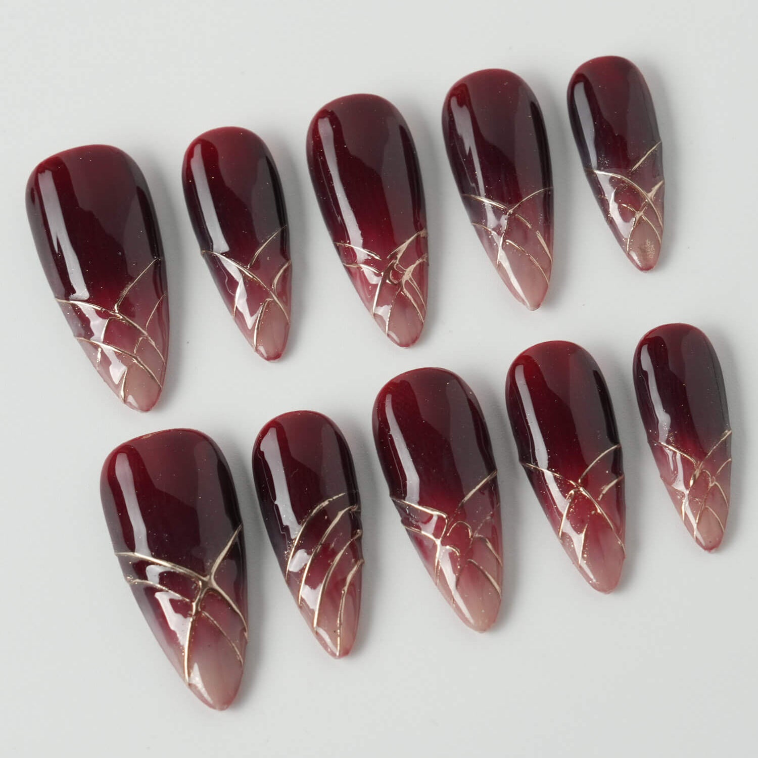 Scarlet Flow - Joyeenails - DO049 - XS / Medium Stiletto