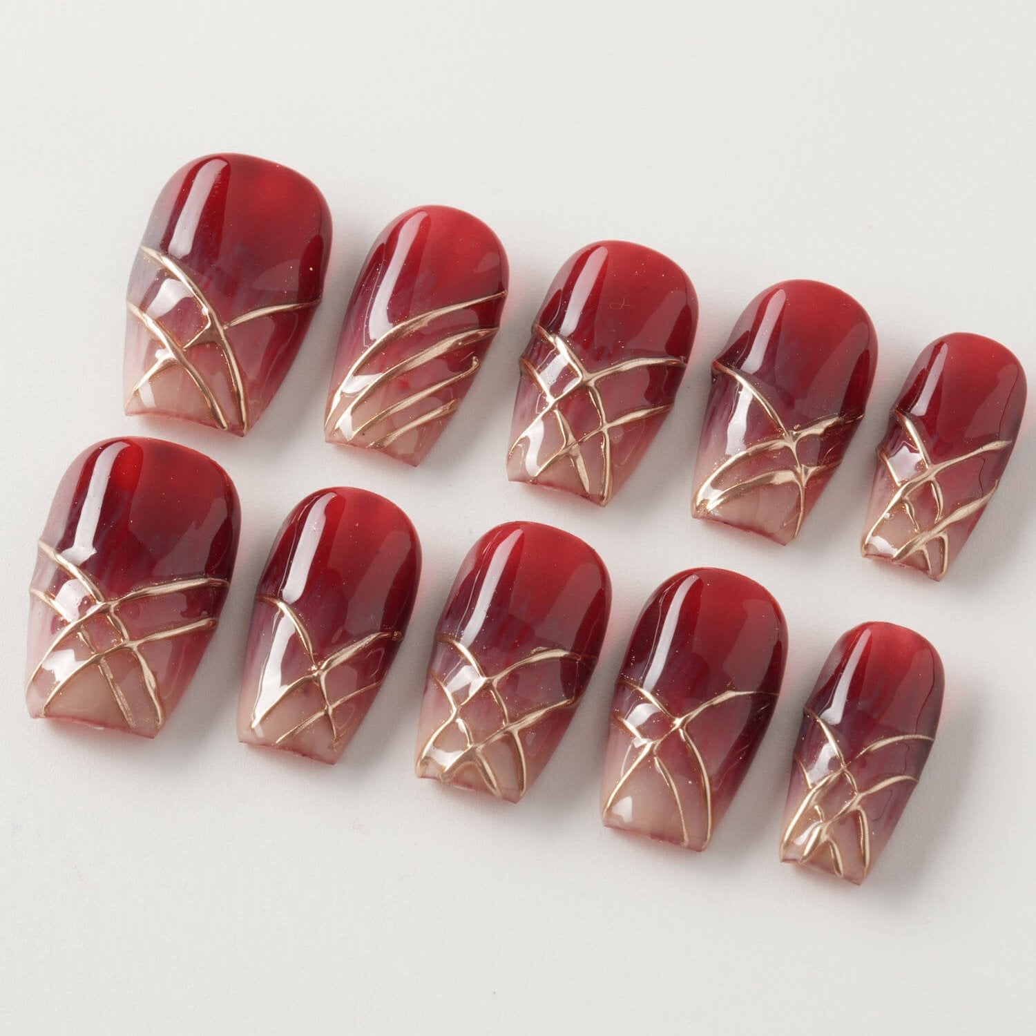 Scarlet Flow - Joyeenails - DO049 - XS / Short Coffin