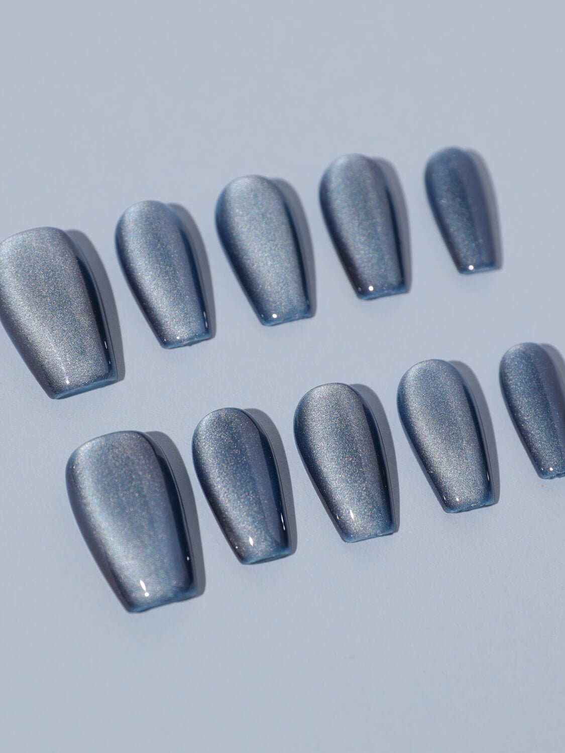 Grayish Blue Cat - eye - Joyeenails - CE036 - XS / Short Coffin