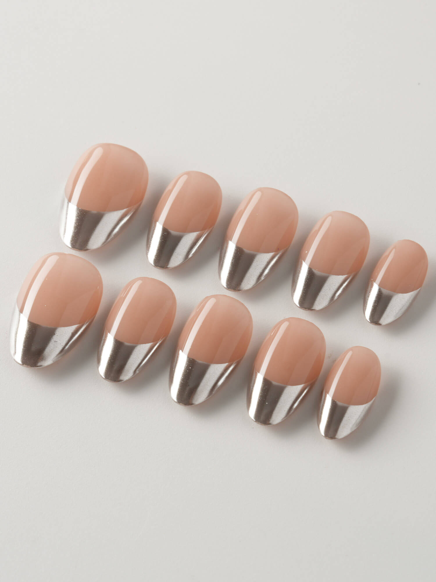 Silver Sleek - Joyeenails - FT025 - XS / Extra Short Almond