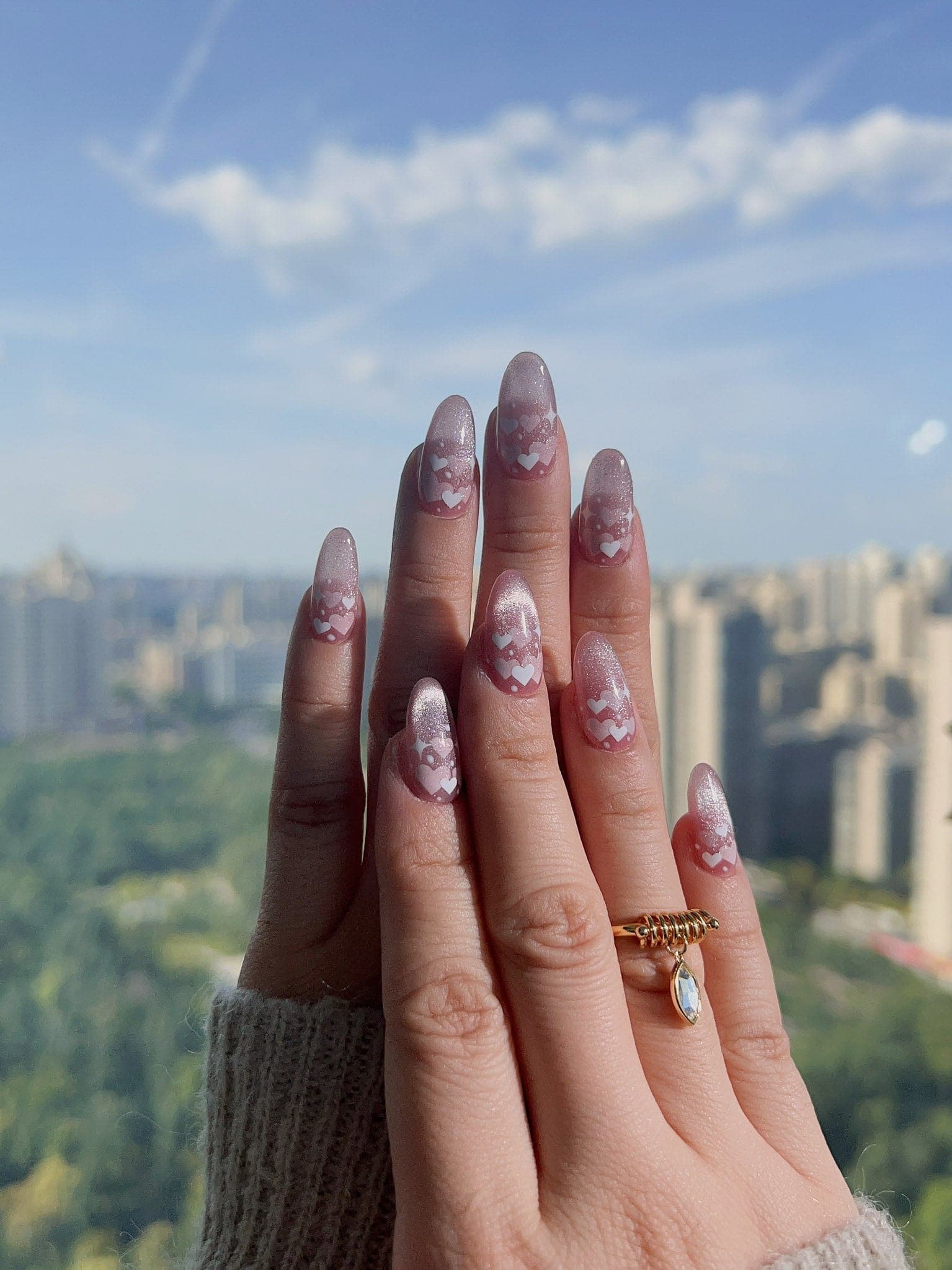 Pink Cat-eye Med Oval Nails