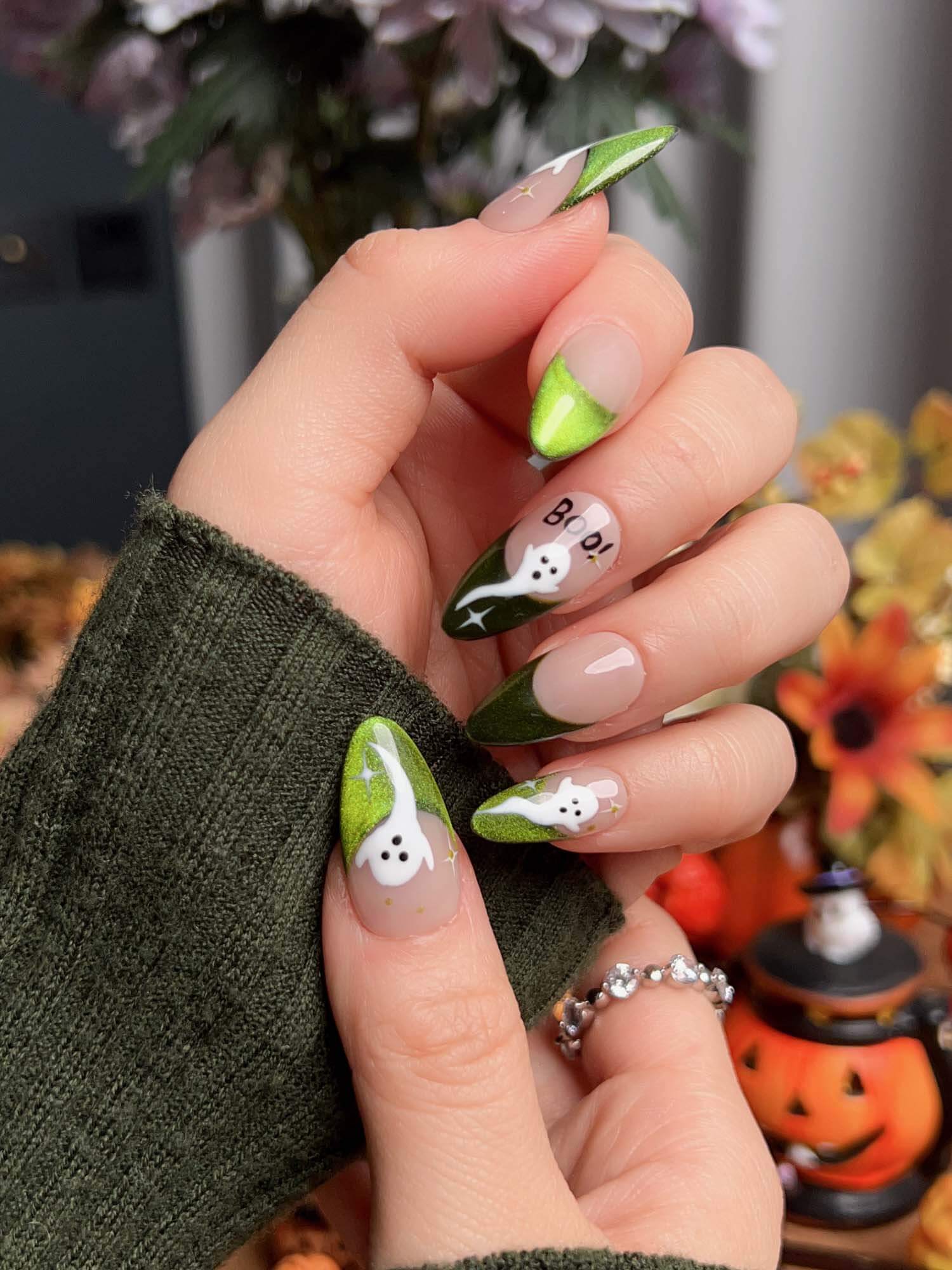 Spooky Glow - Emerald - Joyeenails - HW019 - S / Medium Almond