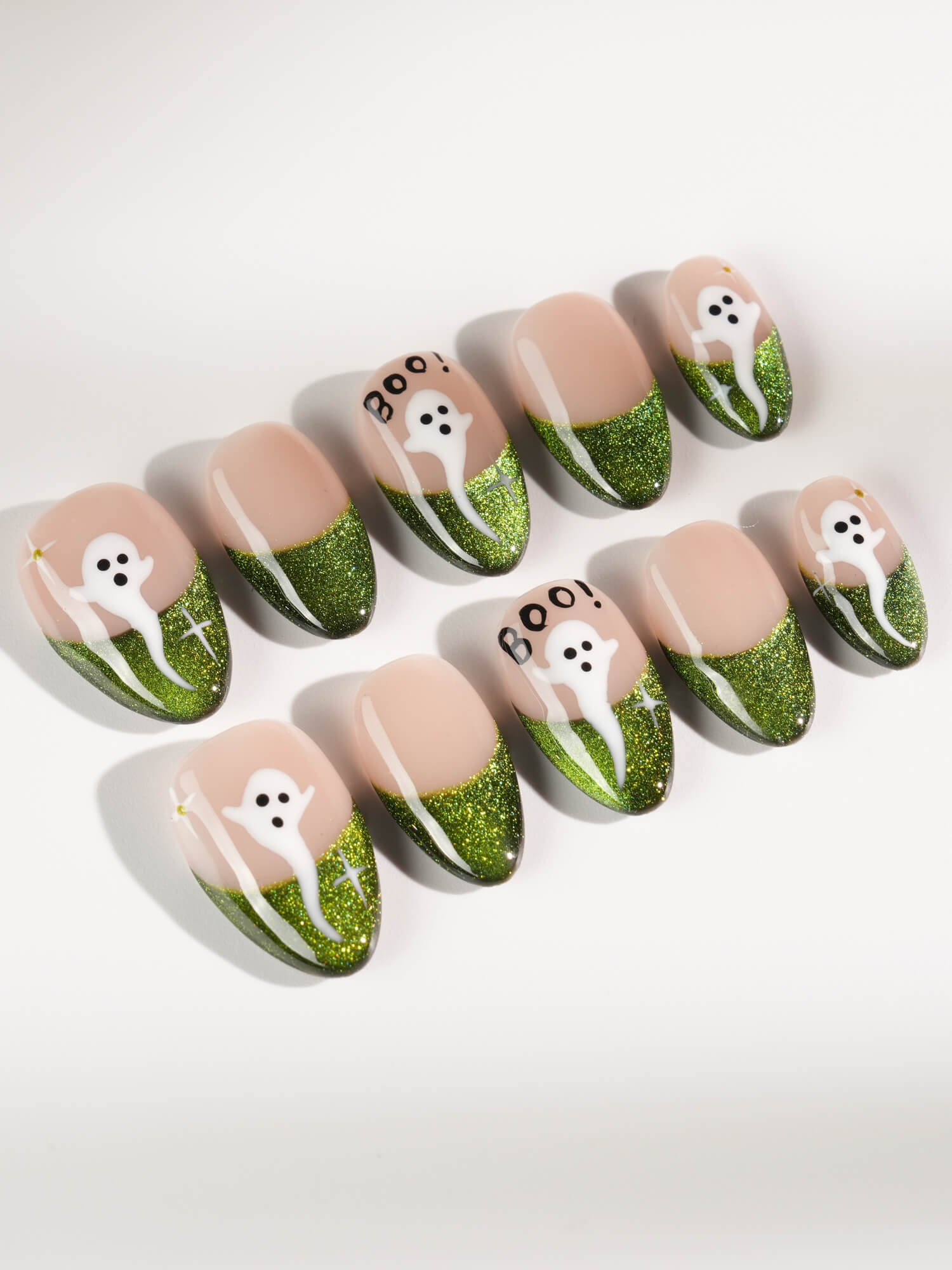 Spooky Glow - Emerald - Joyeenails - HW019 - XS / Extra Short Almond