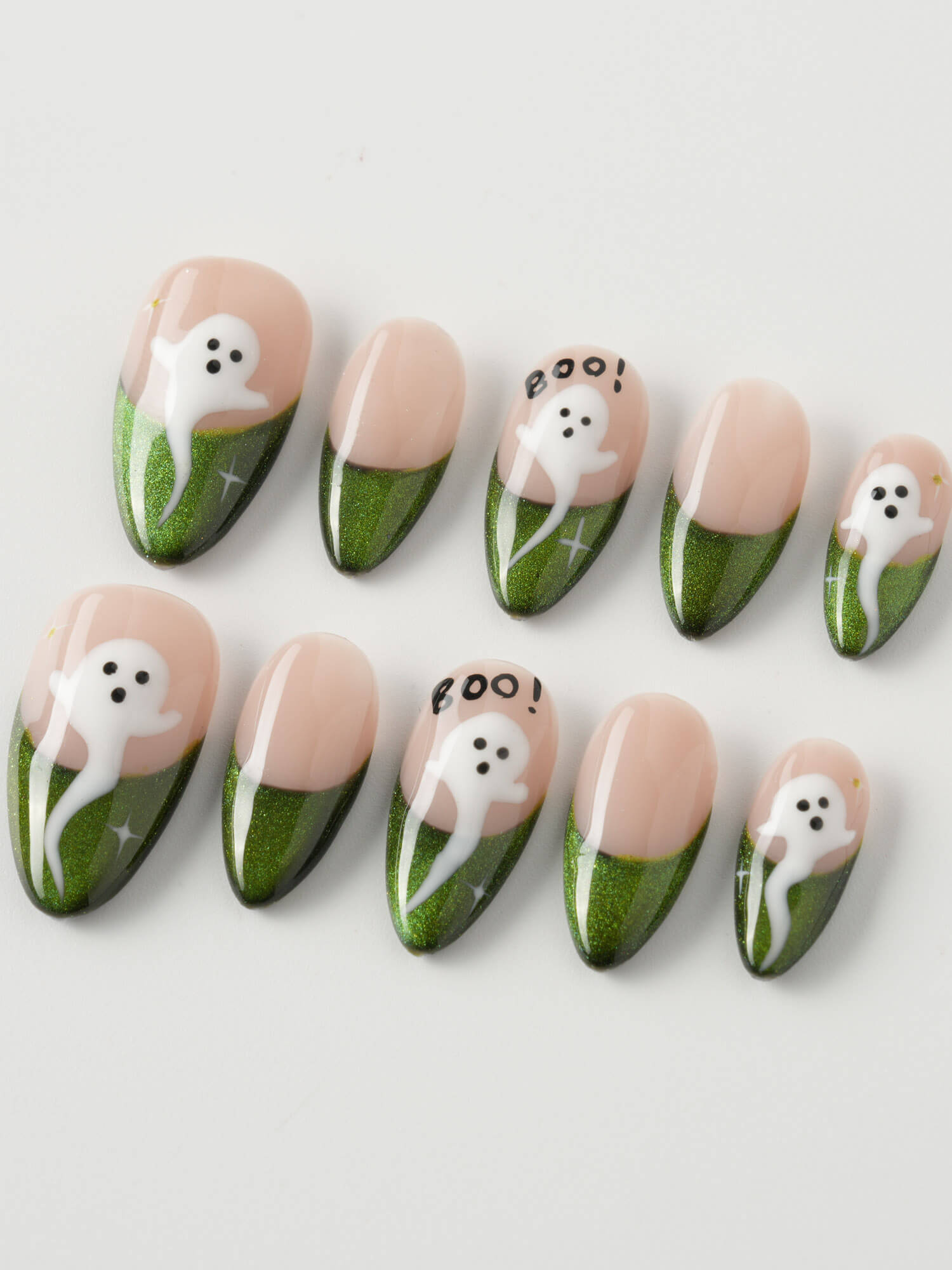 Spooky Glow - Emerald - Joyeenails - HW019 - XS / Short Almond